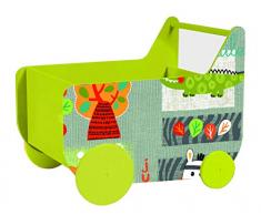 Lalaloom SPACE WAGON - Andador para Bebé con ruedas de Madera azul, Carrito Multifuncional Infantil con espacio Almacenaje para Juguetes