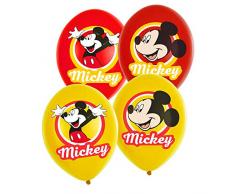 Amscan 9903666 Mickey - Globos de látex (6 unidades), diseño de Mickey Mouse, color rojo y amarillo , color/modelo surtido