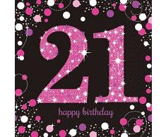 Amscan, 9900587 - Servilletas, celebración de 21º cumpleaños, 33 cm