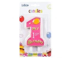 Vela My 1st Birthday con Soporte 1er cumpleaños Rosa Rosa