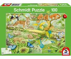 Schmidt Spiele- Puzzle Infantil (100 Piezas), diseño de Animales en la Selva, Color Verde (SCH56250)