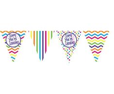 Creative Party Banderines de papel para fiesta de despedida, diseño de cheurón arcoíris y rayas, M246, 1 unidad