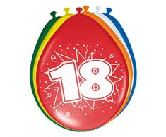 Folat B.V Folat 08218 18 Año Globos para Fiesta Decoración-Multicolor-12In/30cm-8 piezas, multicolor