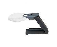 Carson Freehand Lupa de Mano de 2.5X con luz LED o Manos Libres con Lente de Punto de 5.5X (FH-25), Gris