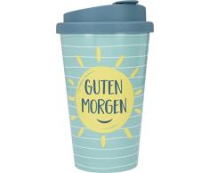 Depesche- Taza To Go de plástico con Leyenda, 350 ml, Reutilizable, Good Morning, Multicolor (10271598)