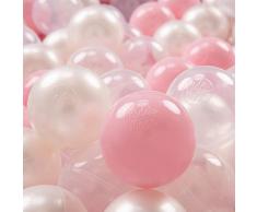 KiddyMoon 300 ∅ 7Cm Bolas Colores De Plástico Para Piscina Certificadas Para Niños, Rosa Claro Perla Transparente