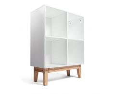 Kledio - Estantería Infantil De Madera Con 4 Compartimentos, Blanco