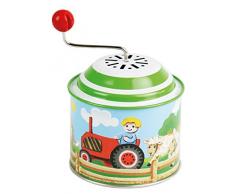 Bolz 52760 - Caja de música con diseño de Granja, Aprox. 10,5 x 7,5 cm, Lata giratoria con melodía Old MC Donald Has a Farm, Bote Giratorio de Metal, ángel Giratorio para niños a Partir de 18 m