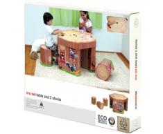 Krooom - Juego de mesa y 3 sillas infantiles de cartón