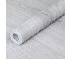 Papel de grano de madera gris autoadhesivo gris vinilo Peel Stick Film Counter Top Covering Muebles Gabinetes Estante Liner Papel pintado adhesivo impermeable fácil de quitar, 45 cm x 3 m