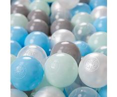 KiddyMoon 1200 ∅ 6Cm Bolas Colores De Plástico para Piscina Certificadas para Niños, Perla/Gris/Transparente/Azul Celeste/Menta