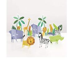 Unique- Kit de Decoración de Fiesta de Safari de Animales - Juego de 5, Multicolor (73928)