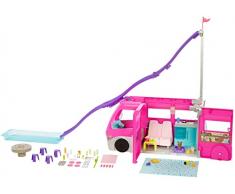 Barbie Supercaravana Dreamcamper 2022 Coche para muñecas con tobogán y accesorios de juguete(Mattel HCD46)