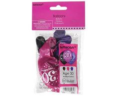 amscan 9900876 Globos de látex para celebración de 30 cumpleaños, 28 cm
