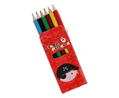 LG-Imports- Lot de 6 Crayons de Couleur Pirate 8,5cm Lápices de Colores (li6063)