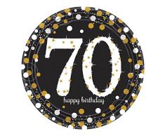 Amscan International – 9901714 23 cm oro celebración de 70º platos de papel