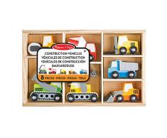 Melissa & Doug Set de 7 vehículos de construcción de madera con partes móviles, Juguetes de madera de calidad, Vehículos de madera, Regalo para niños y niñas de 3 4 5 6 7 Años