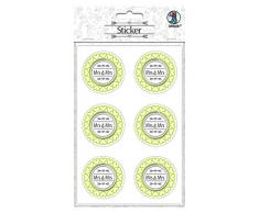 Ursus 59530002F - Adhesivos para Boda, 24 Pegatinas con Texto Mrs & Mrs, autoadhesivos y con Acabado de láminas, diámetro de Cada una Aprox. 4,8 cm, Multicolor