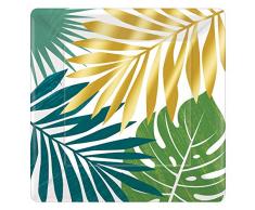 Amscan International Amscan 592283 - Platos de papel cuadrados, 25 cm, 8 unidades, color dorado , color/modelo surtido