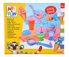 Simba- Art and Fun Juego de Helado, 3 x 200 g de Arena, Plataforma, 4 Vasos, 1 Molde, 1 Cuchara, 1 dispensador de porciones, Scooter, Cuchillo, a Partir de 3 años (106344623)