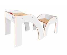Little Helper TC/fsmh01 - 3 W de G - Diseño de Inspirada Fun Station Solo Juego de Mesa, Escritorio y Silla Infantil con portalápices, weiβ/Natural