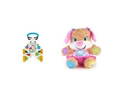 Fisher-Price Cebra parlanchina primeros pasos, andador correpasillos bebé +6 meses (Mattel GXC34) & Ríe y Aprende - Perrita primeros descubrimientos, juguetes bebe 6 meses, 1 Unidad(Mattel FPP55)