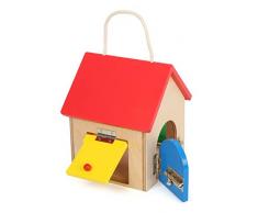 Small Foot 12090 - Cerradura compacta de Madera, certificación FSC 100%, Varios Cerrojo y cerraduras, concentración, Juguete de motricidad Fina, Multicolor