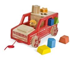 Eichhorn 109475910 Mercedes Steck Clase G Coche con 7 bloques de construcción y figura del conductor, varios formas, de madera de haya 100% certificada FSC, tamaño 24 x 14 cm