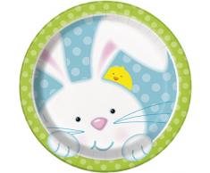 Platos desechables con conejo de Pascua, 18 cm, paquete de 8