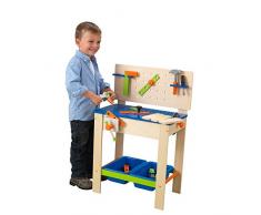 KidKraft 63329 Banco de carpintería de madera para niños Deluxe con juego de herramientas y mesa de actividades