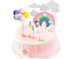 unbrand Gresunny - Decoración para tartas de unicornio para cumpleaños, decoración de tartas, nube, arco iris, decoración de tartas, kit para niños, niñas, niños, cumpleaños, baby shower, fiesta