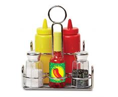 Melissa & Doug Juego de condimentos para niños, Incluye sal, pimienta, ketchup, mostaza y chilli, Juego creativo de simulación, Cocina de juguete, Juguete comida, Regalo para niños de 3 4 5 6 7 años