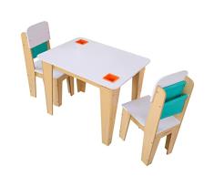 KidKraft-Pocket Storage Mesa con Almacenamiento y 2 Sillas de Madera, Muebles para Salas de Juego y Dormitorio de Niños, (20353)