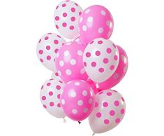 Folat B.V.- Folat Lunares Rosa-Blanco 30cm-12 Piezas Globos de látex para Aire y Helio para Fiestas y Cumpleaños, Color white (68840)