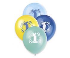 Unique Party- Globos de Látex Primer Cumpleaños, 8 Unidades, Color azul, 30 cm (23955)