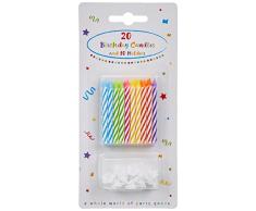 Procos - Velas de té de colores con soporte para números y cumpleaños, 20 unidades, multicolor, PR6651 , color, modelo surtido