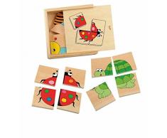 Woodyland Rompecabezas Mini Puzzle para Hacer el Juego 4 Animales Rompecabezas de Madera Juguetes de Madera de Madera