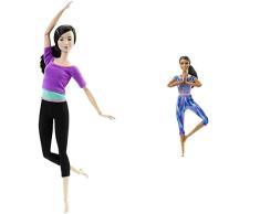 Barbie- Fashionista Made to Move Muñeca con Articulaciones Flexibles, Top Lila & Movimiento sin límites Muñeca articulada Morena con coleta con Ropa Deportiva de Juguete (Mattel GXF06)