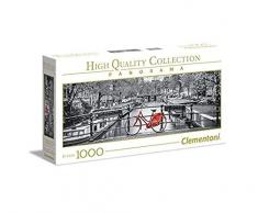 Clementoni- Puzzle 1000 Piezas Panorama Amsterdam - Bicicleta (39440.1)