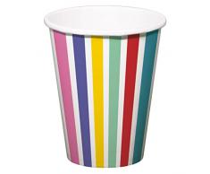 Folat 61925 Vajilla de fiesta Vasos Fiesta 250ml 6 piezas Rayas Color Pop - Vasos de papel para Cumpleanos, Fiesta infantil, Despedida de Soltera, Compromiso, Boda, Aniversario