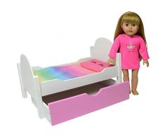 THE NEW YORK DOLL COLLECTION Cama de muñeca de Madera de Unicornio para muñecas de 18 Pulgadas / 46 cm (Cama Nido) Muebles para muñecas para muñecas