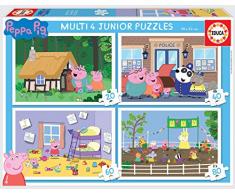 Educa- Multi 4 Junior Puzzle Infantil Peppa Pig de 20,40,60 y 80 Piezas, a Partir de 5 años (18645)