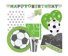 amscan 9903796-66-Juego de vajilla y decoración para Fiestas de futbolín (60 Piezas), diseño de fútbol, Multicolor (9903796-66)