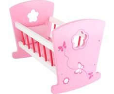 Small Foot 10742 Cuna de Madera en Tono rosaceo – Tonos y Detallada Adornos, luz balancín por Redondeadas derrapes, Incluyendo Cabeza Almohada, Ideal muñeca Accesorios