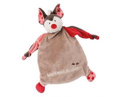 NICI Seguridad con diseño de murciélago Weltentdecker, 25 x 25 cm, a Partir de 0 Meses, Manta de Peluche para bebés y niños pequeños, Color Gris/Rojo (46735)