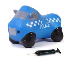 Jamara 460455-Coche saltarín Police Truck con Bomba-Mejora el Equilibrio y Capacidad motora, Espejos Laterales como Soporte, Peso sostenible 50 Kg, Color Azul (460455)
