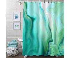 HVO- Juego mármol Tela Azul y Verde Ombre, Moderna Abstracta estándar, Cortina de Ducha de Lujo Lavable con Olas, Turquesa, 72 x 72 cm, Color W x 72 L (6163657789545)