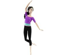 Barbie Movimiento top morado Muñeca articulada de juguete con ropa de yoga (Mattel DHL84)