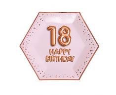 Neviti - Glitz & Glamour Large - Pink & Rose Gold - Age 18 Platos de papel (773185)