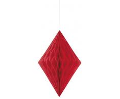 Unique Party- Decoración de diamante de papel de seda, Color rojo, 35 cm (62985)